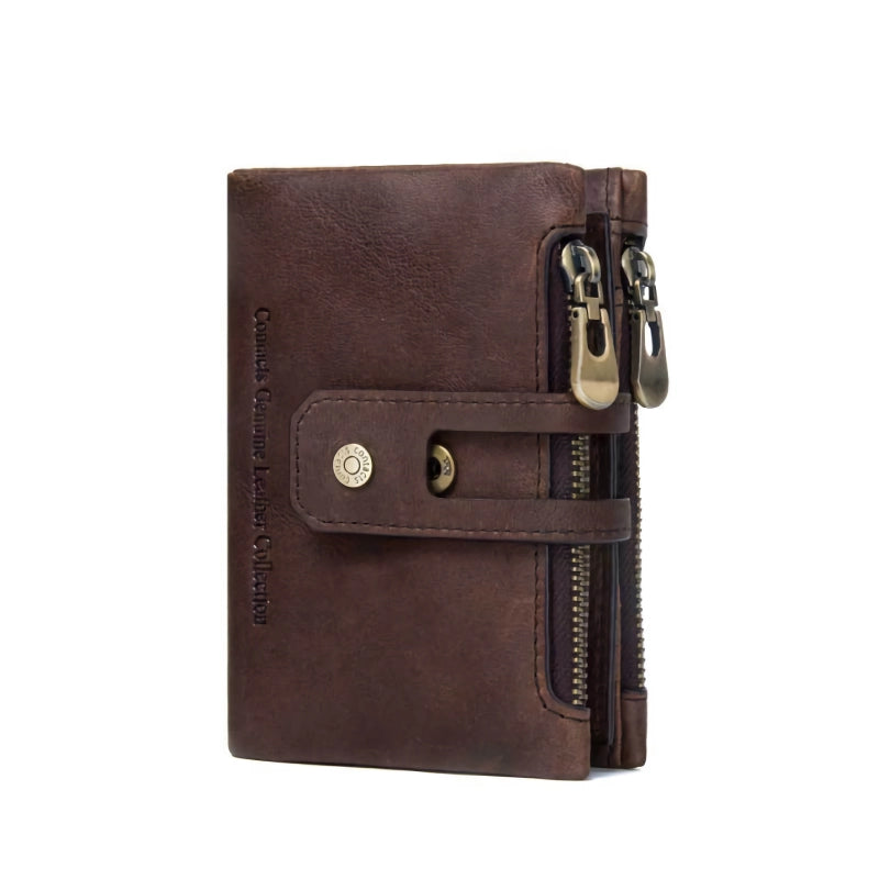 Genuine Leather Short Bifold Wallet