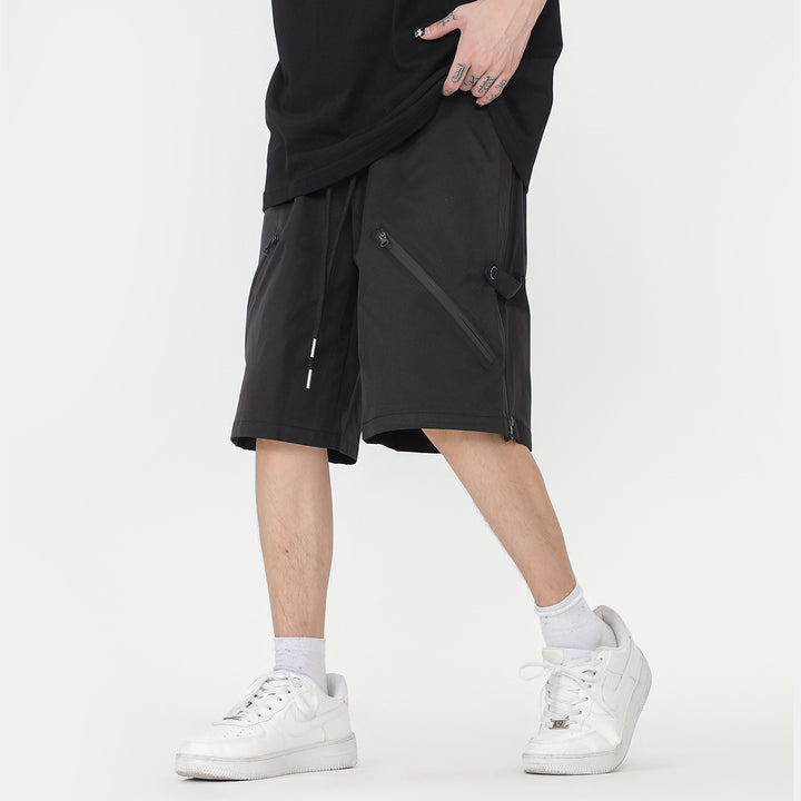 Summer Exercise Shorts Men's Cropped Pants Beveled Zipper Casual Shorts