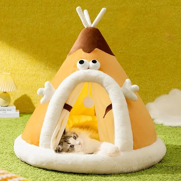 Cozy Autumn & Winter Cat Tent - Warm Thick Pet Nest for Cats and Small Dogs