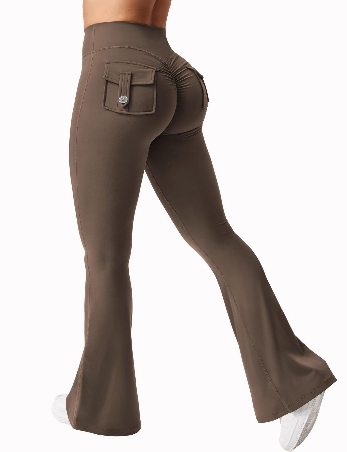 Cargo Pocket Elastic High Waist Workout Women&