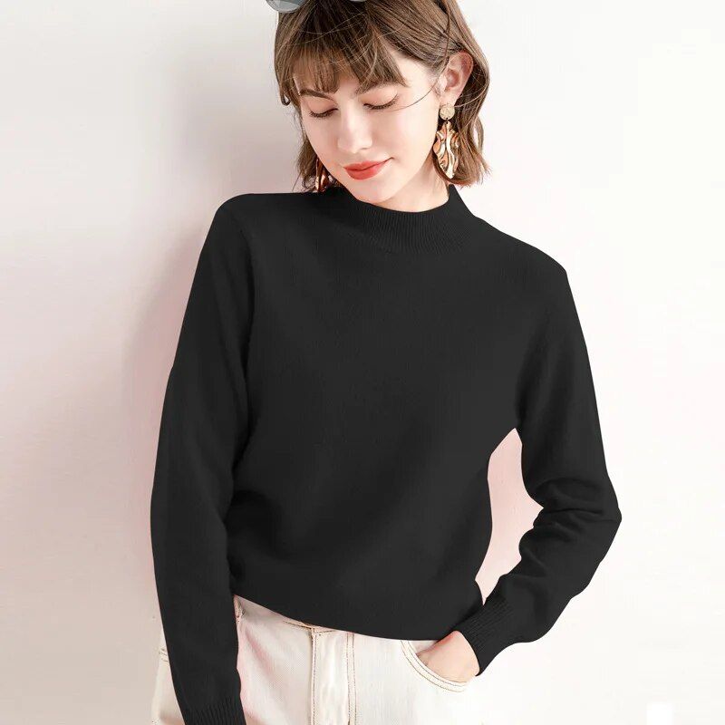 Wool Neck Pullover Classic and Cozy Sweater