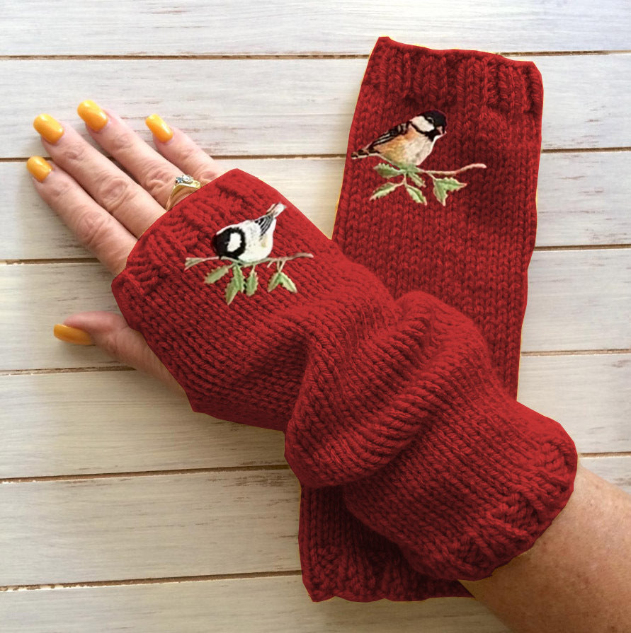 Women's Open Finger Gloves Knitted Warm Half Finger