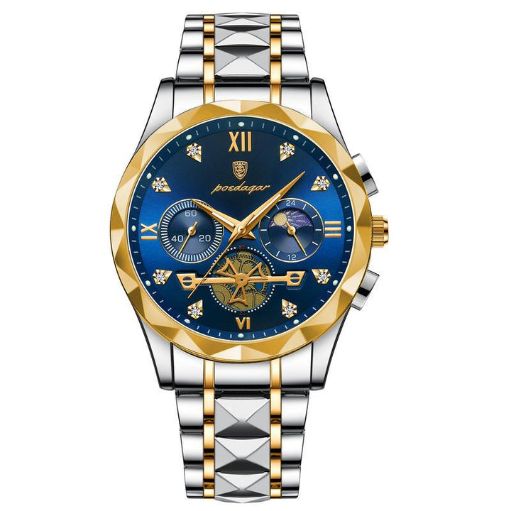 Luxury Waterproof Men's Chronograph Watch with Stainless Steel Band