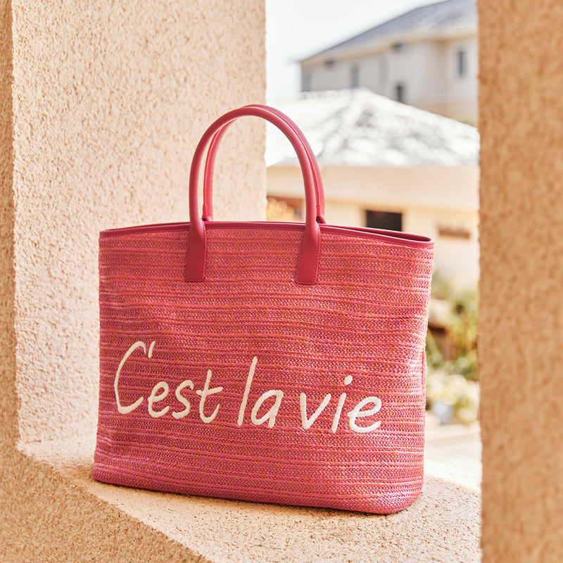 Casual Straw Tote Bag with Letter Decoration for Women