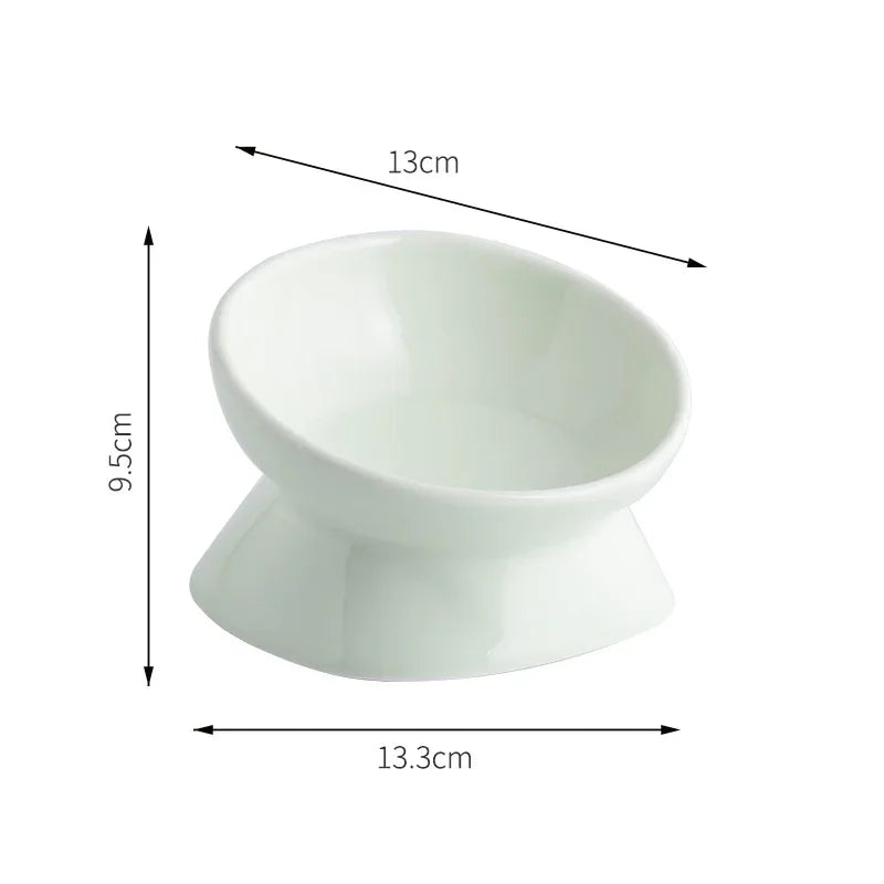 Elevated Ceramic Pet Bowl - High Foot Design for Cats & Small Dogs