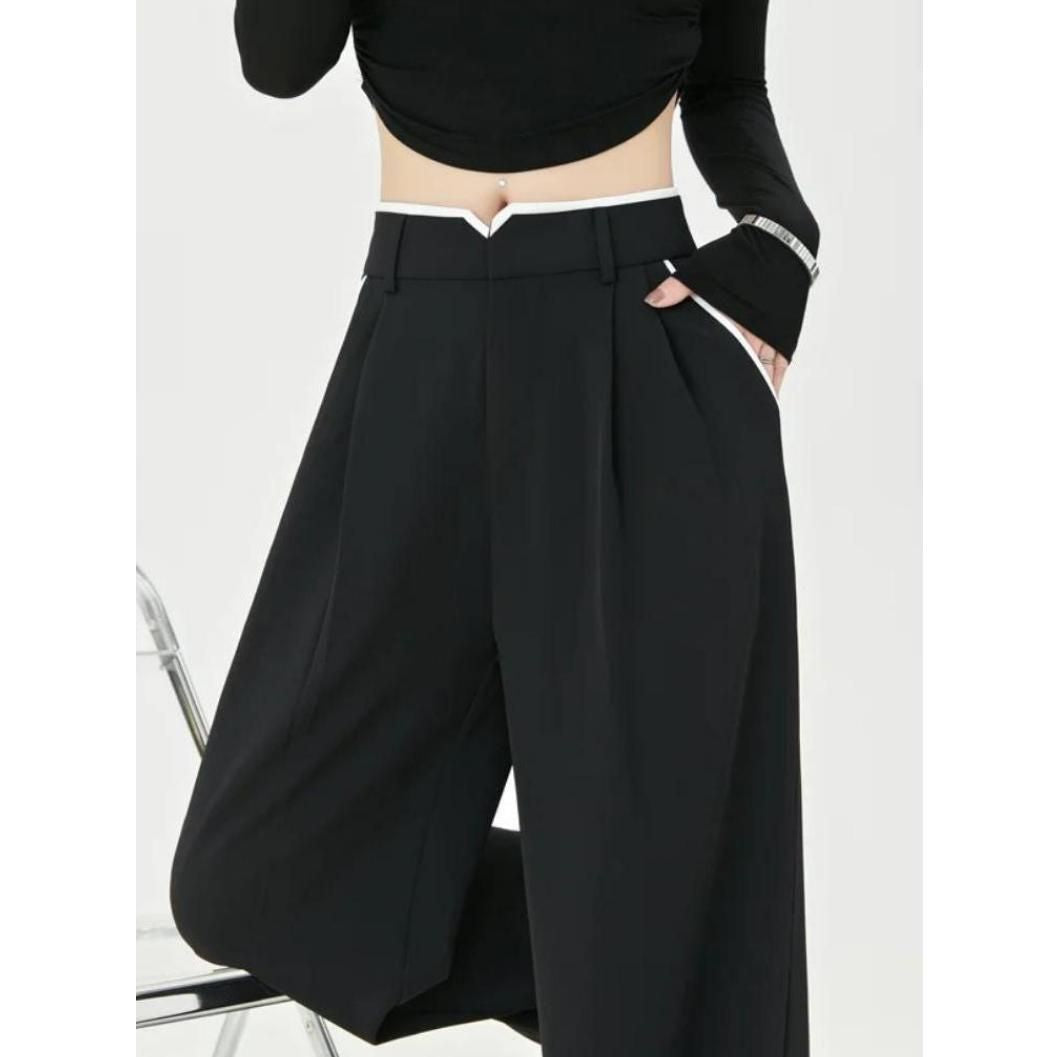Chic High Waist Casual Wide Leg Pants with Pockets for Women