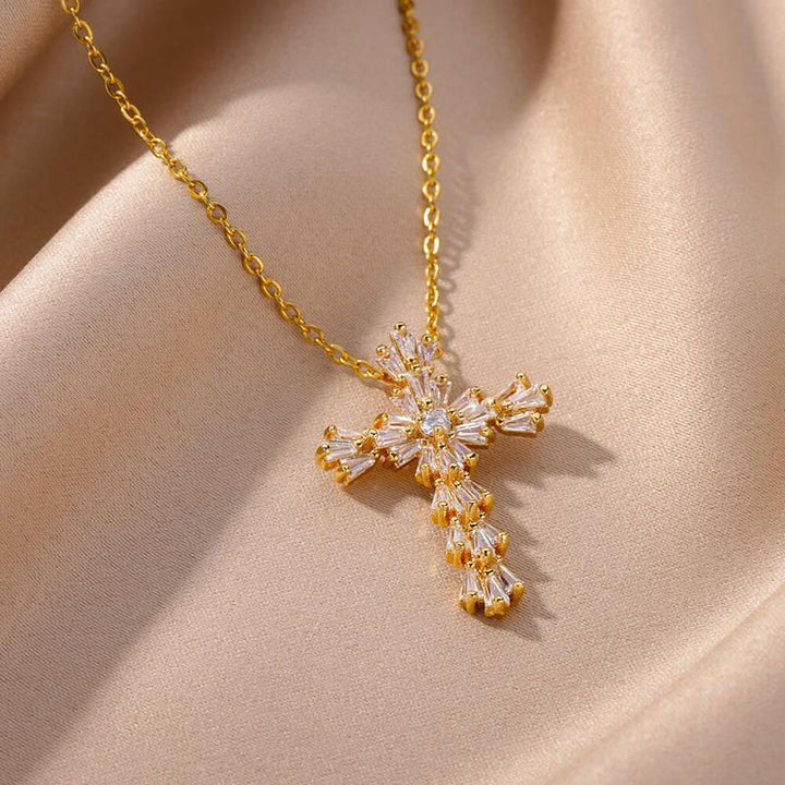 Cubic Zirconia Cross Pendant Necklace