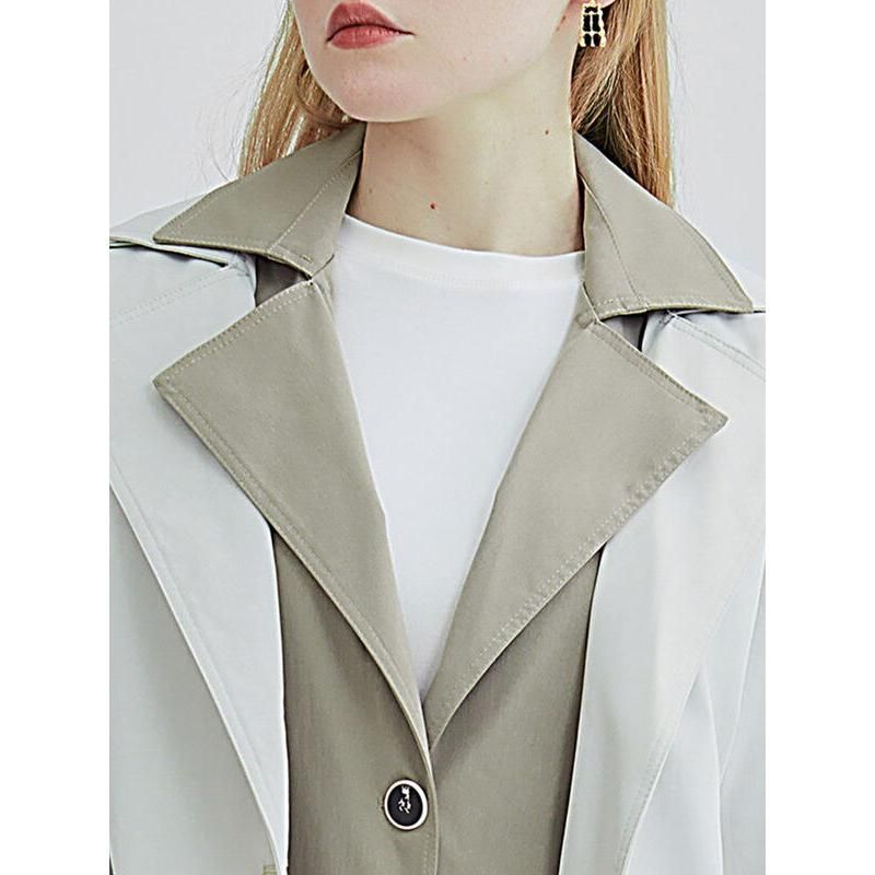 Contrasting Color Women's Trench Coat