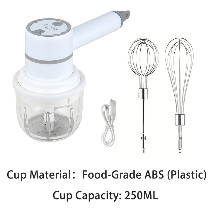 3-in-1 Wireless Egg Beater and Garlic Chopper