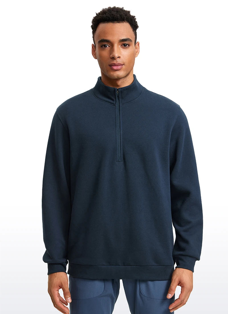 Men's Fleece-Lined Mock Neck Half Zip Sweatshirt