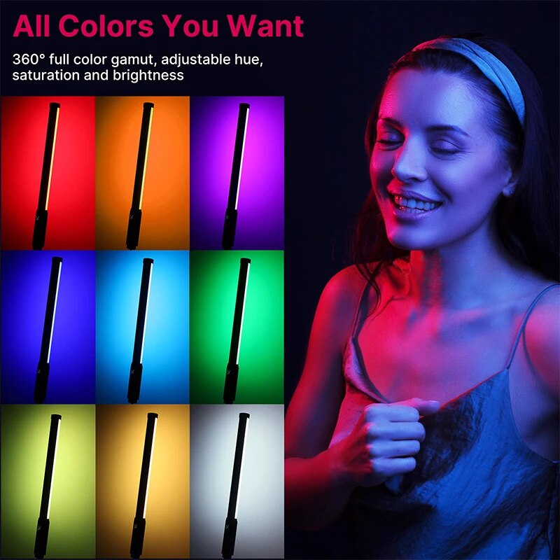 RGB Handheld LED Light Wand 19.68" - Adjustable Color Temperature and Dynamic Effects