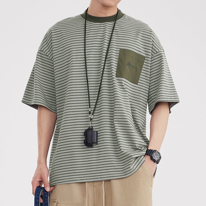Vintage Stripe Patchwork Pocket Men&