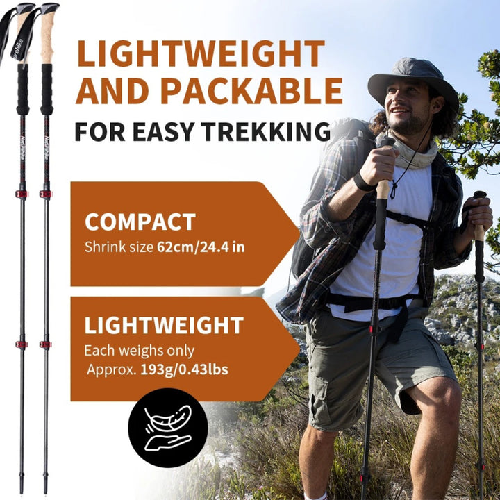 Lightweight Collapsible Carbon Fiber Trekking Poles