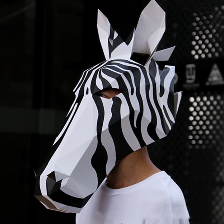 Black And White Horse Animal Origami Headgear Halloween Christmas