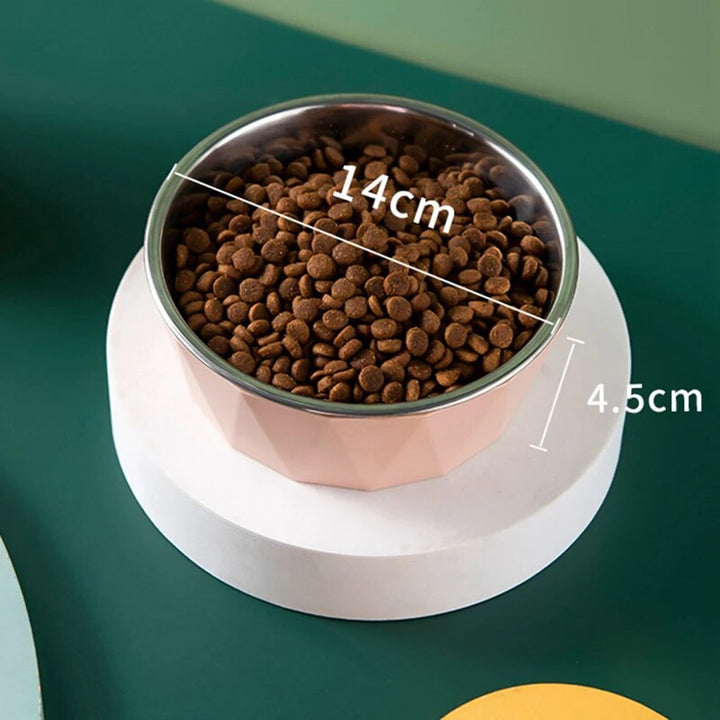 Stainless Steel Raised Cat Food Bowl with Non-Slip Base