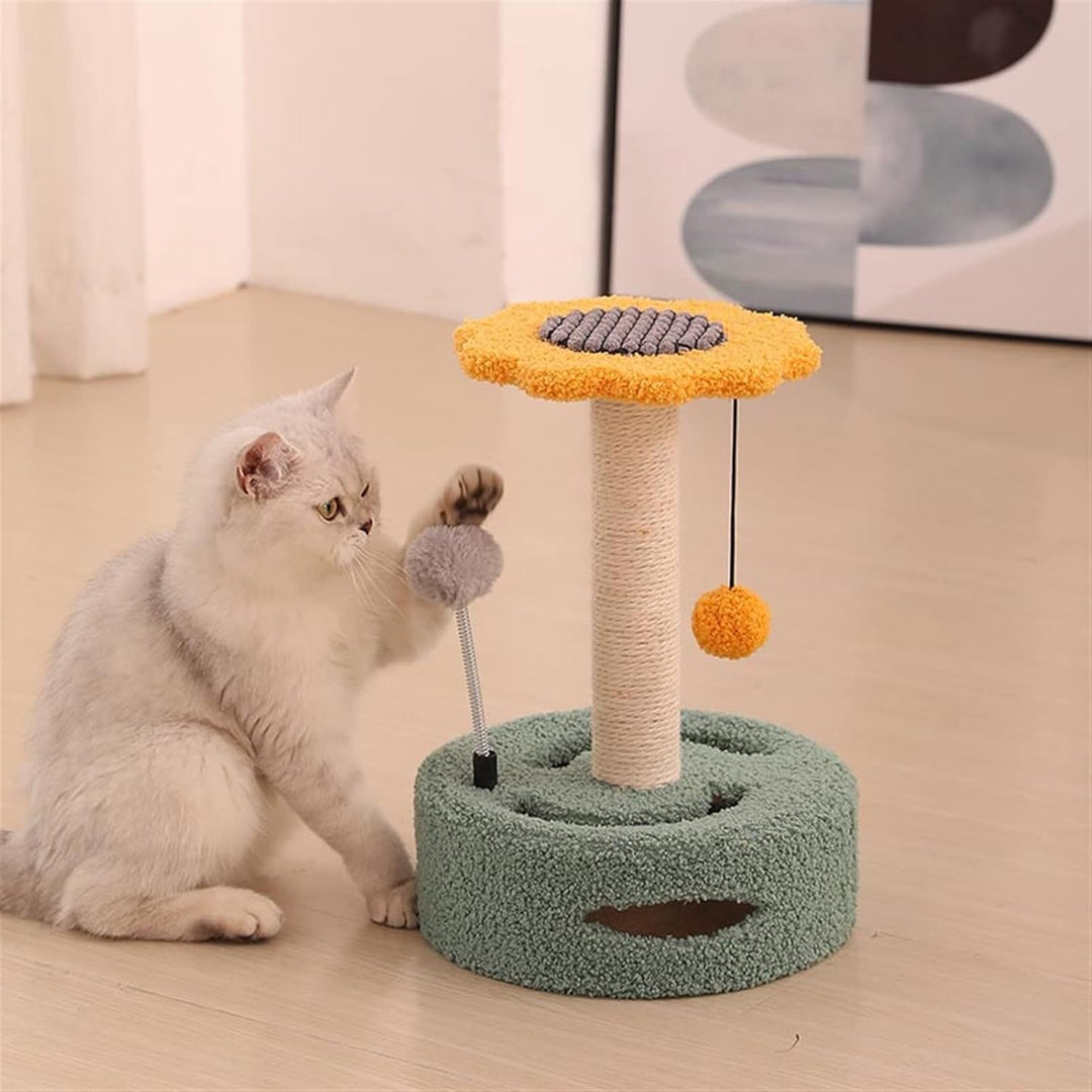 Compact Cat Climbing Frame with Sisal Scratching Post and Interactive Teasing Toys