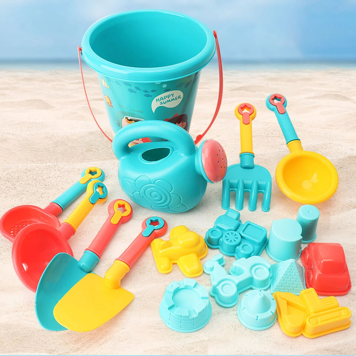 18-Piece Kids' Beach and Sand Playset with Colorful Sand Toys and Shovel