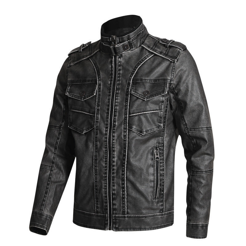 Thick PU Leather Coat Men's Fashion Casual