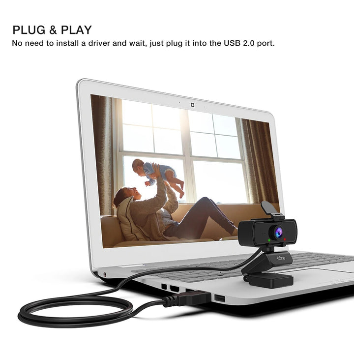 1440p Full HD Webcam with Microphone & Tripod for Desktop & Laptop