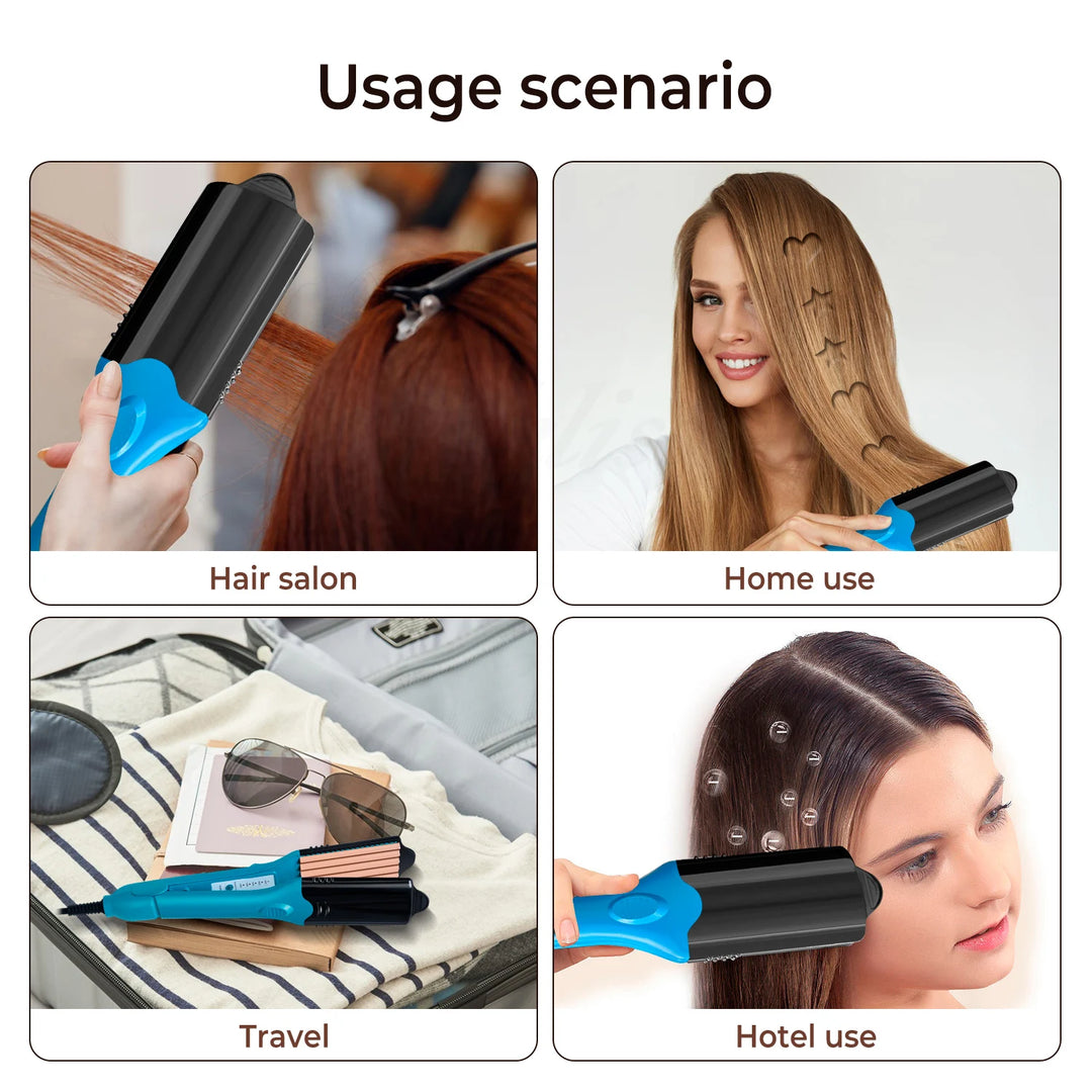 3D Hair Imprinting Straightener & Crimper with 5 Interchangeable Plates