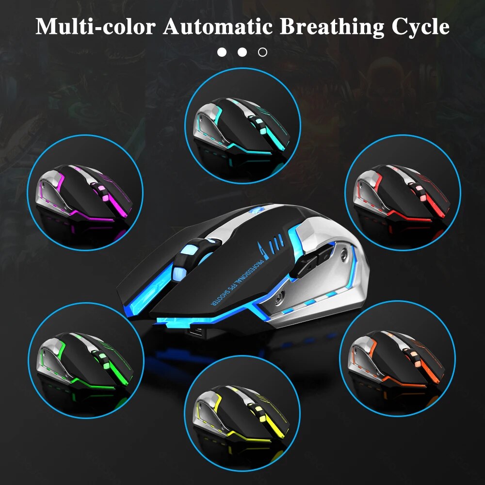 Rechargeable Wireless Gaming Mouse with LED Backlight and Ergonomic Design