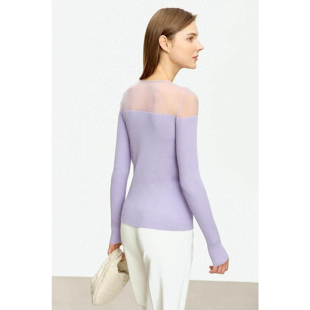 Slim-Fit V-Neck Patchwork Sweater for Women