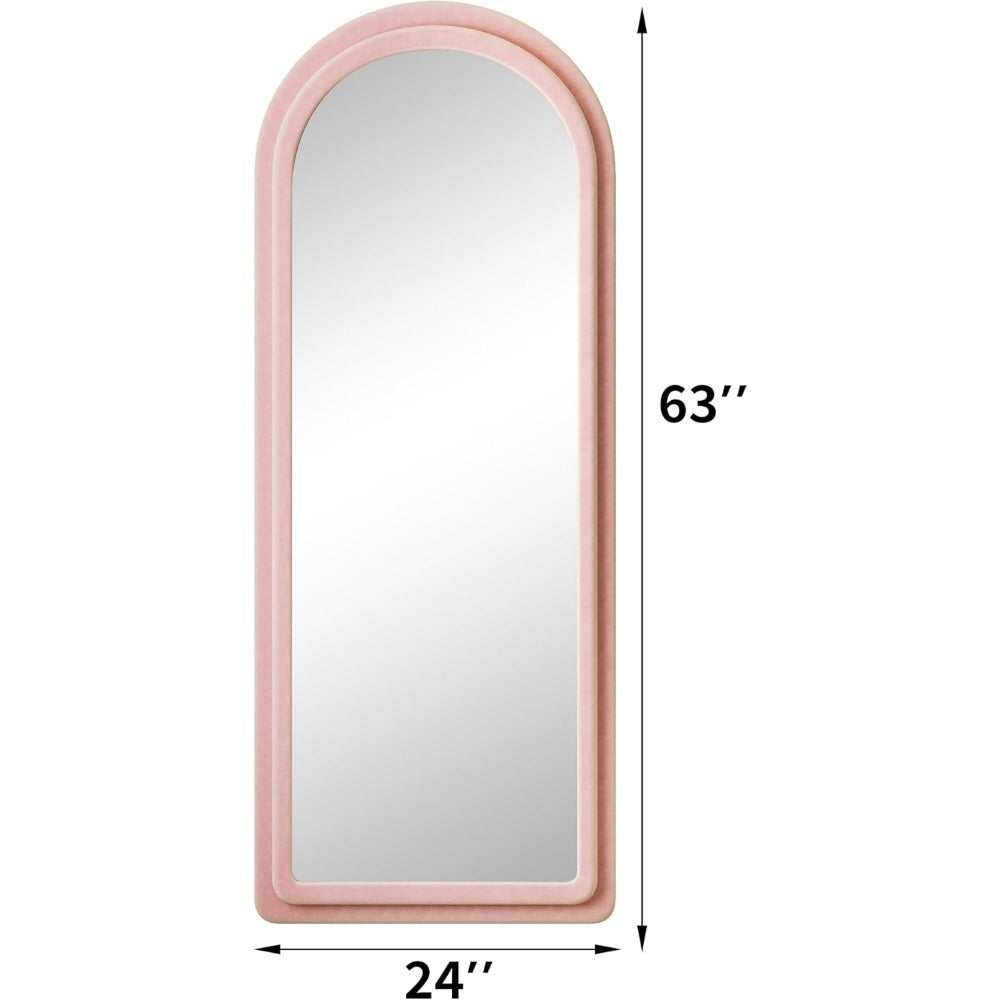 Arched Full-Length Mirror with Flannel Frame