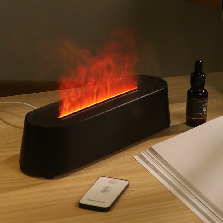 Flame Simulation Aromatherapy Diffuser – Ultrasonic Humidifier with Remote Control