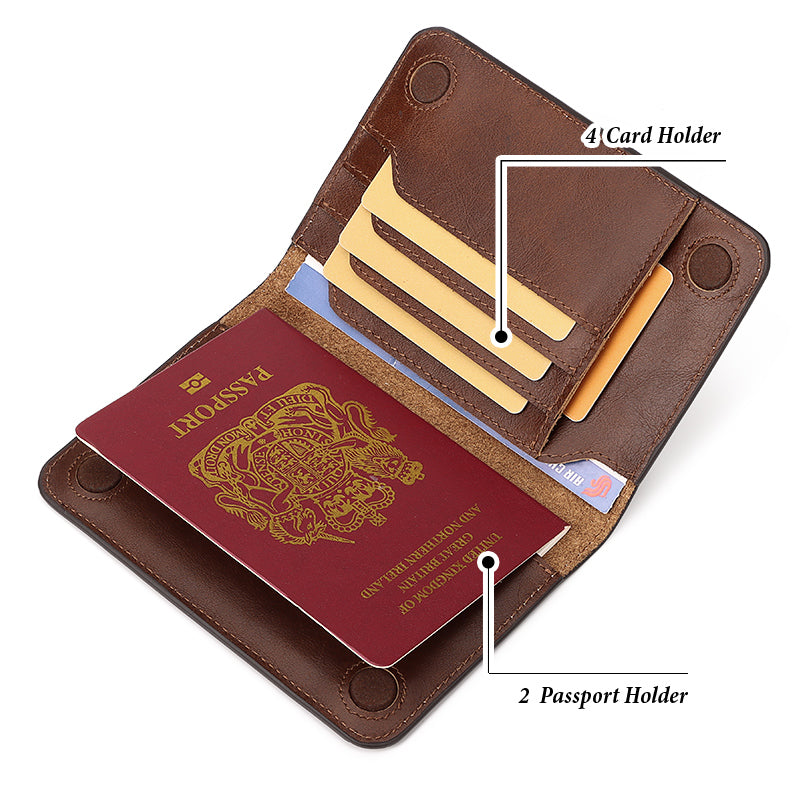 Genuine Leather Passport Holder RFID Blocking Wallet Travel Essentials