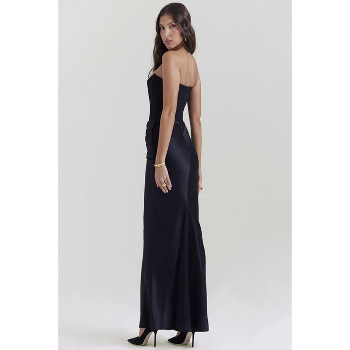 Elegant Strapless Backless Maxi Dress for Women