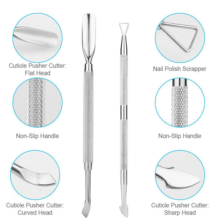 Professional Stainless Steel Cuticle Pusher and Cutter Set