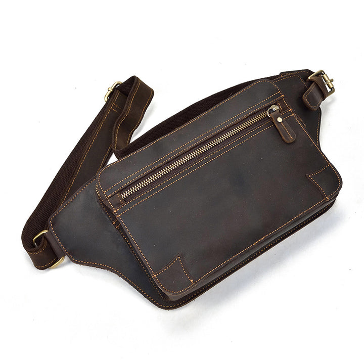 Leather Retro Men's Crazy Horse Skin Waist Bag