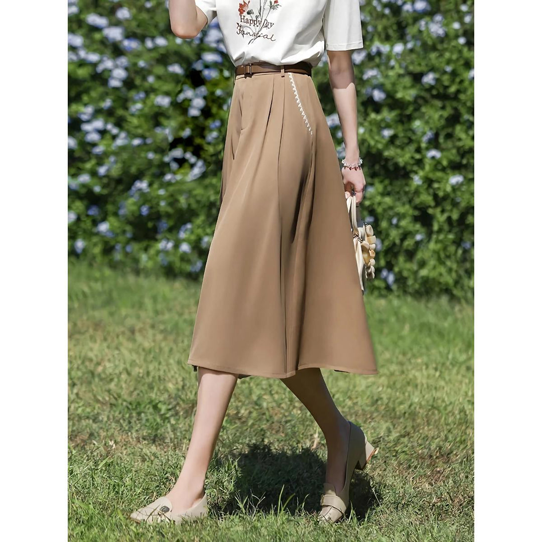 French Style High Waist Embroidery A-Line Skirt
