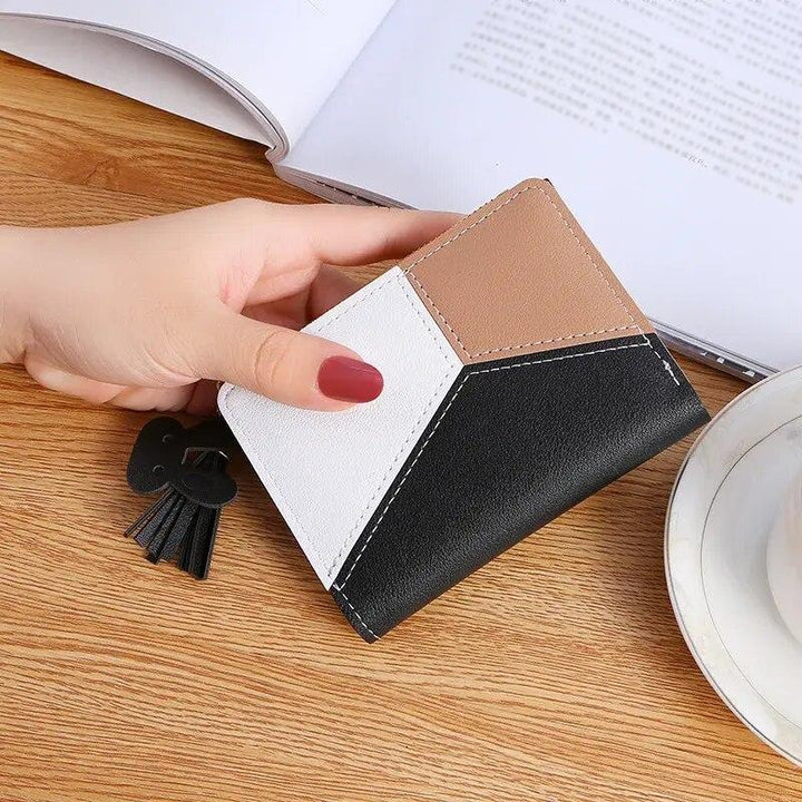 Chic Plaid Mini Wallet with Tassel