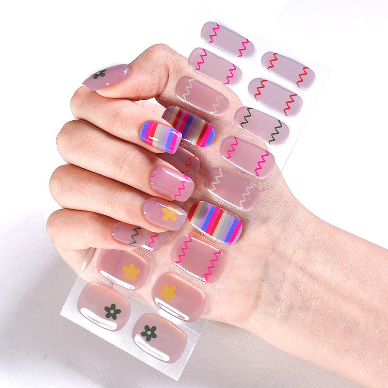 Internet Celebrity Semi-baked Gel Nail Sticker Waterproof And Durable 3d Paper Patch