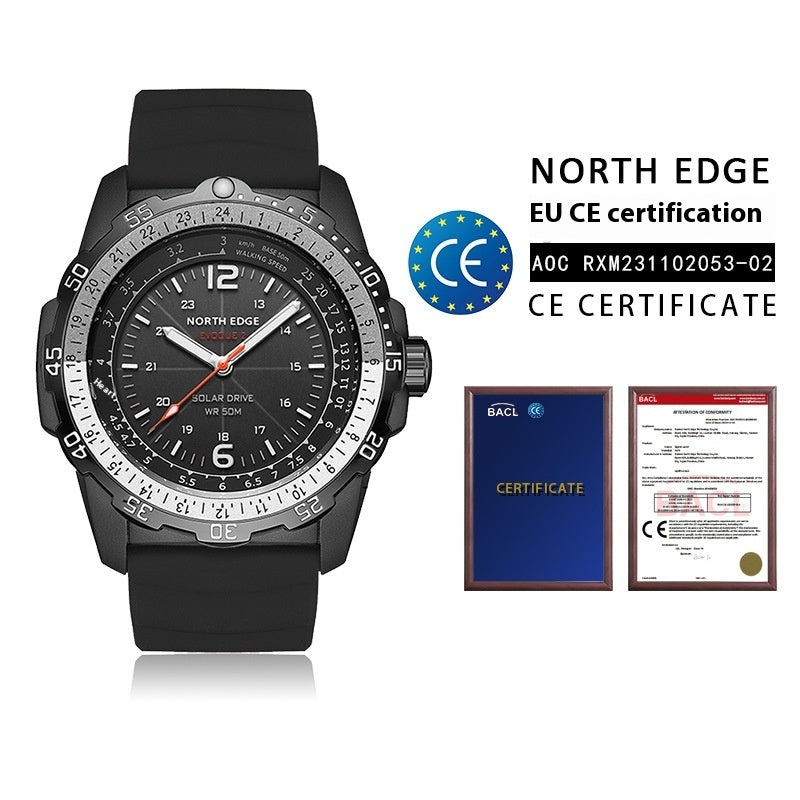 Outdoor Sports Waterproof Solar Rechargeable Watch Eco-Drive Luminous Long Endurance Swimming Men&