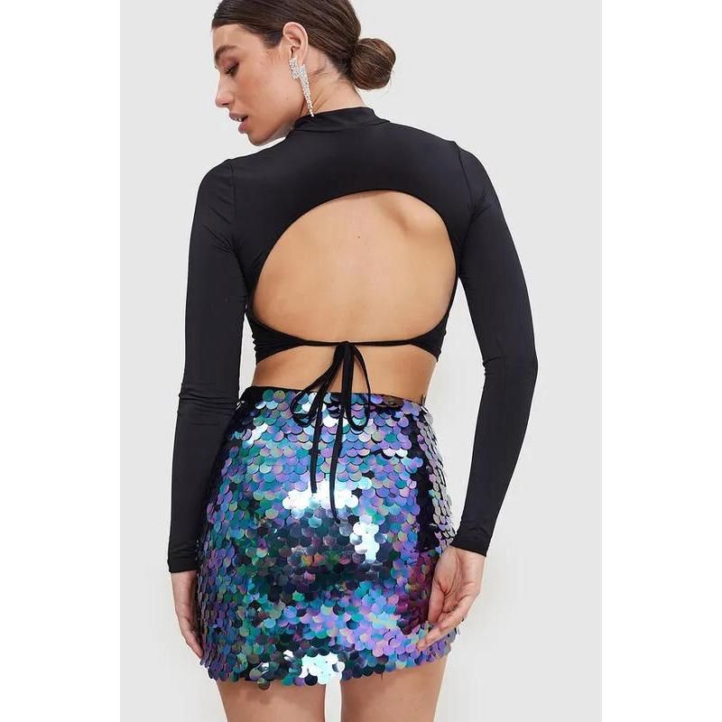 High Waist Glitter Sequin Mini Skirt – Trendha