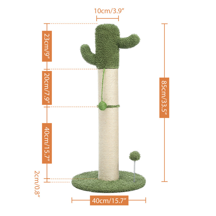 Cactus Cat Tree Scratching Post with Hanging Ball and Sisal Wrapping