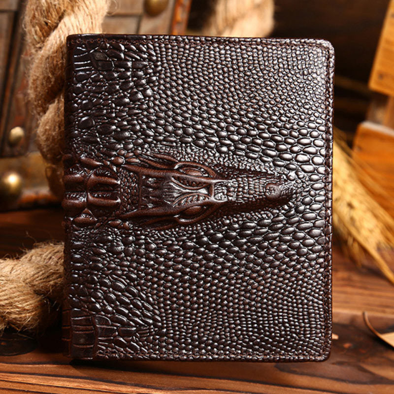 Men's Oil Wax Leather Long Wallet Grain Leather Casual