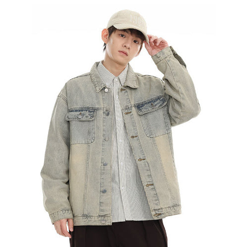 American Retro Washed Denim Jacket Fall And Winter Lapels Jacket