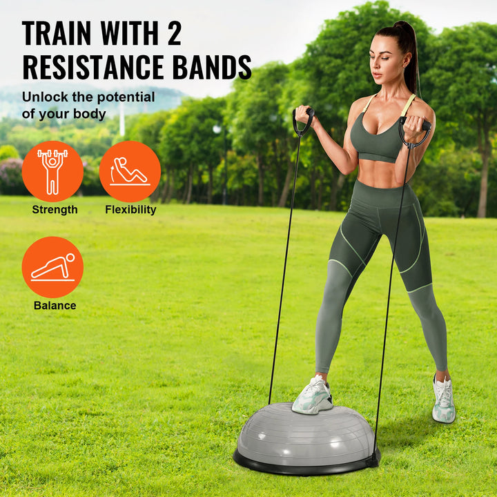 Half Exercise Ball Trainer with Resistance Bands