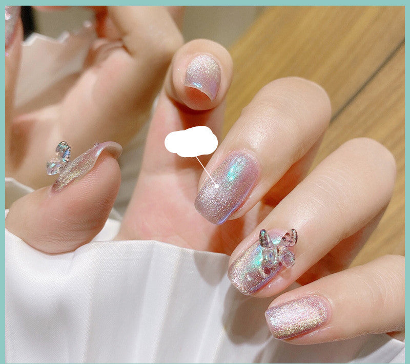 Milk Tea Crystal Stone Cat Eye Nail Polish