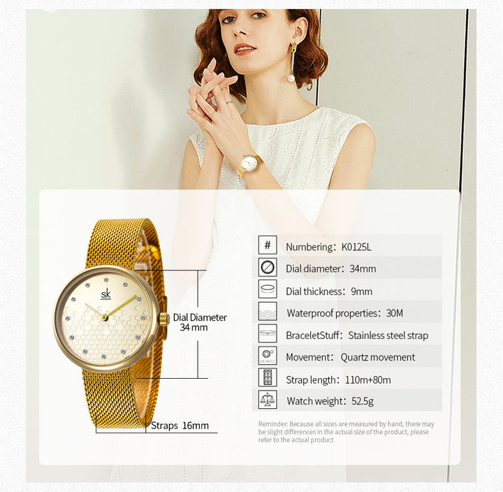 Creative Honeycomb Gold and Silver Ladies Watch