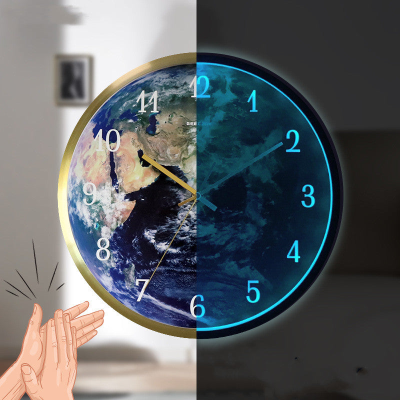 Voice-activated Induction LED Night Light Wall Clock Creative Luminous Wall Clock