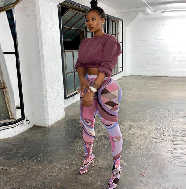 Spring Sexy Mesh See-Through Print Tight-Fitting Hip Sports Pantyhose Leggings