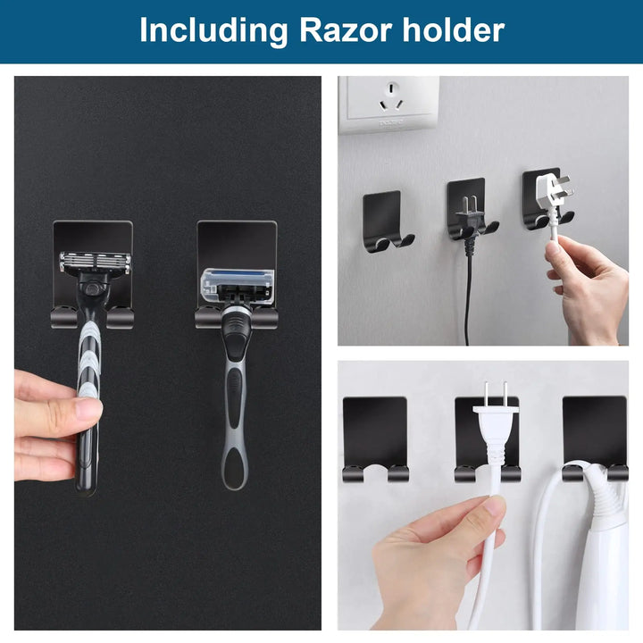 4pcs Stainless Steel Adhesive Razor and Towel Holder