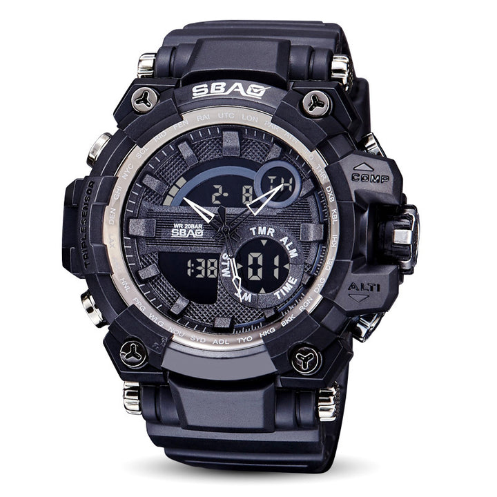 Dual display electronic waterproof outdoor LED watch