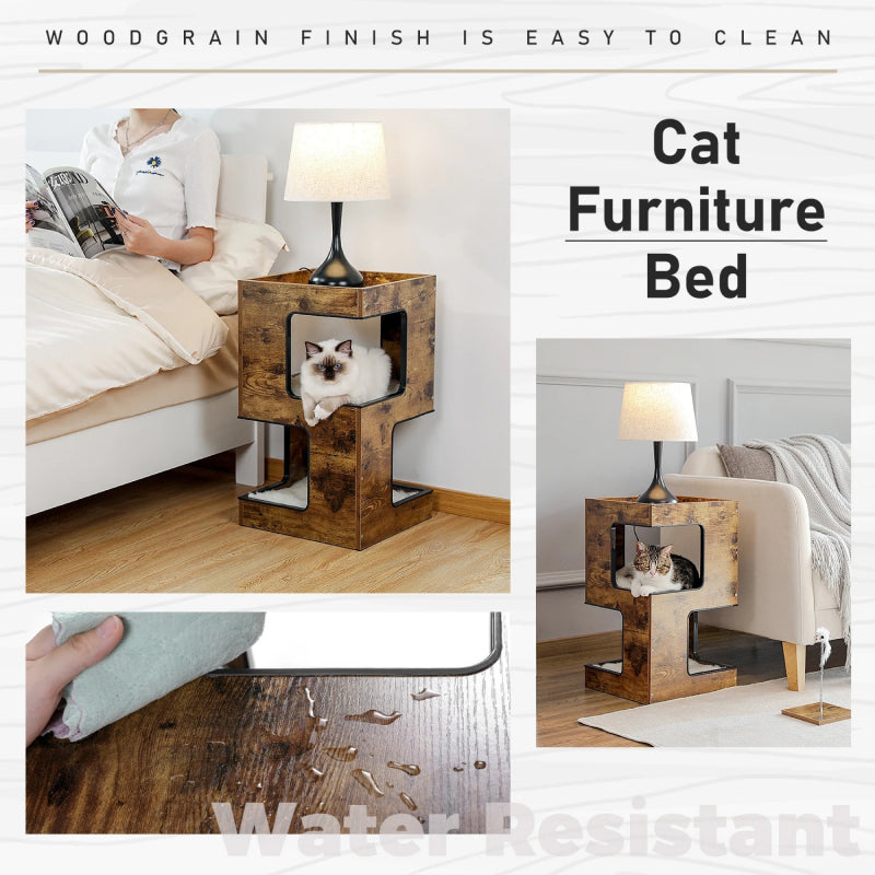 Two-Piece Cat Bed Set with Teaser and Scraper