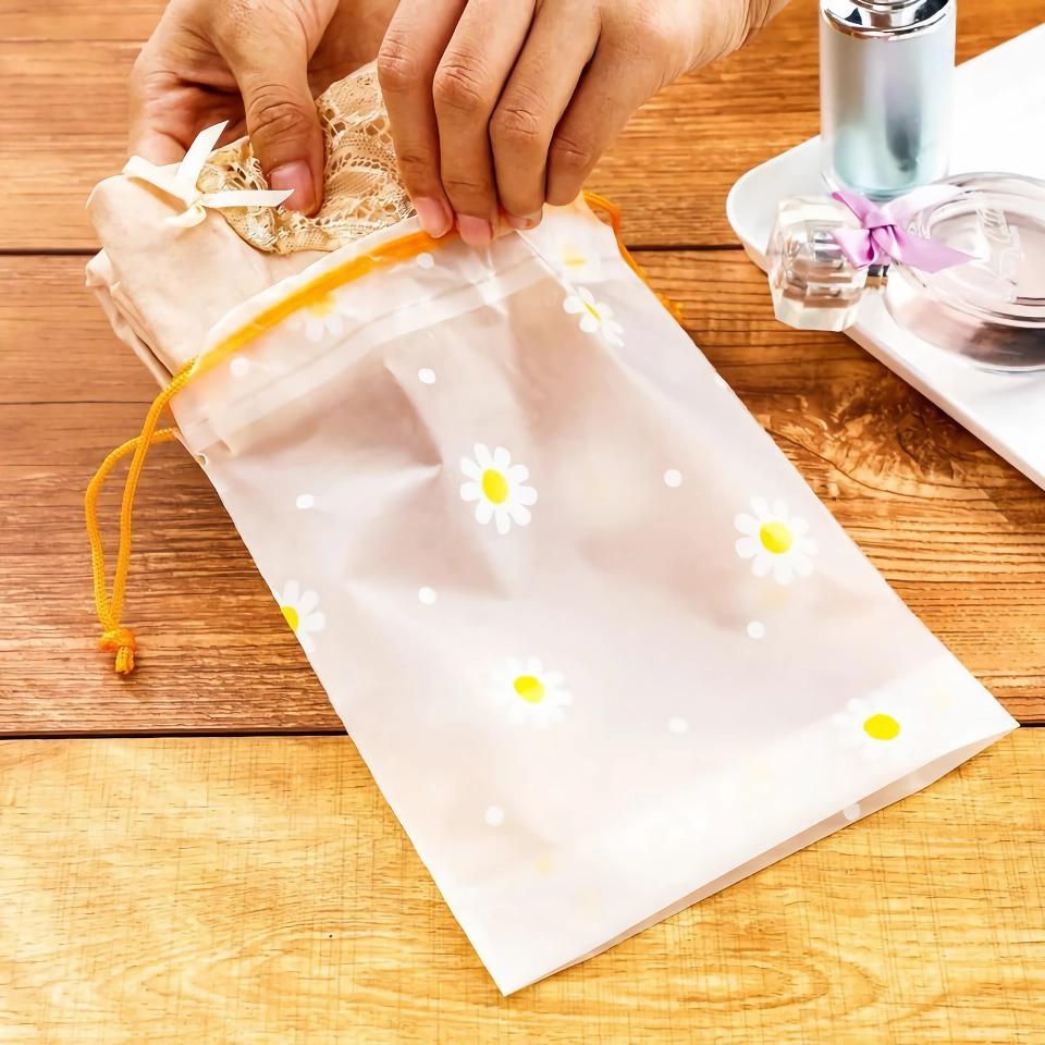 Cute Daisy Portable Waterproof Travel Shoe Storage Bag with Drawstring