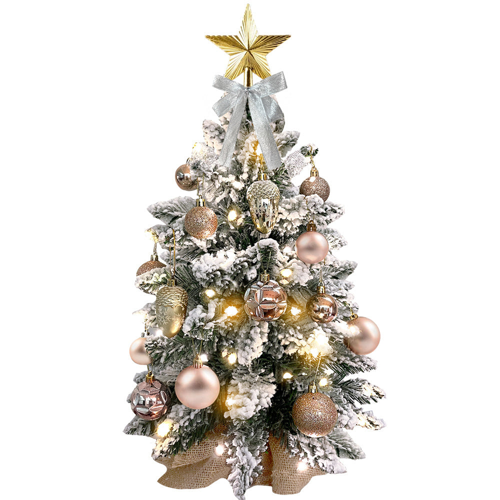2ft Mini Christmas Tree With Light Artificial Small Tabletop Christmas Decoration With Flocked Snow, Exquisite Decor &amp; Xmas Ornaments For Table Top For Home &amp; Office